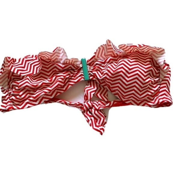 Xhilaration Red Orange & White Chevron Strapless Bikini Swimsuit Top size XL - Picture 1 of 10